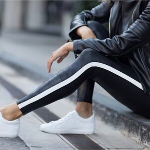 Spanx Faux Leather Race Stripe Leggings